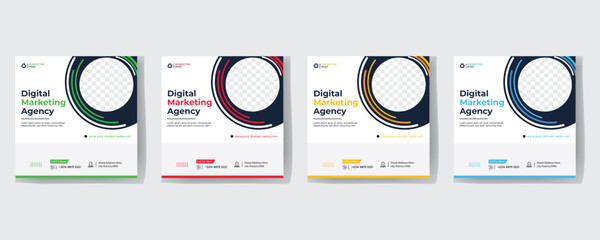 Modern Creative Corporate Business marketing agency promotion social media post template. Editable square banner design with place for the photo.