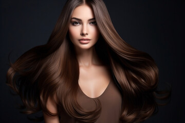 Fototapeta premium Woman glamour style fashion model skin face smooth hair female beauty salon long make-up