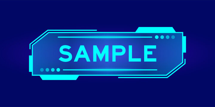 Futuristic hud banner that have word sample on user interface screen on blue background