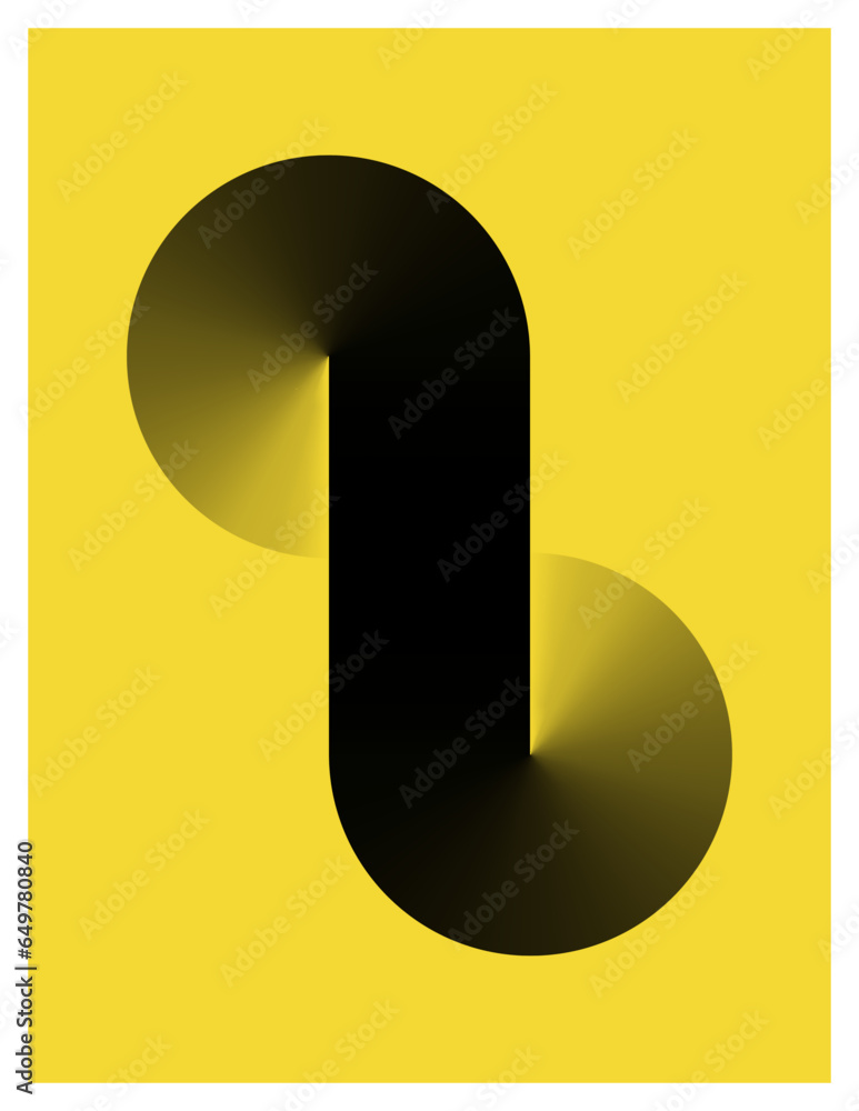 Poster minimalistic gradient vector shape on a yellow background