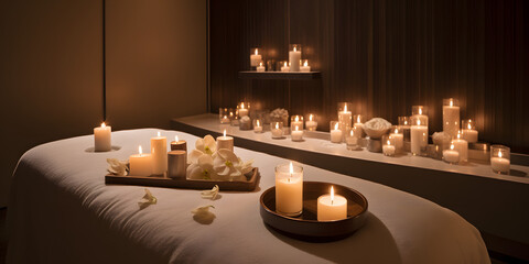luxurious spa with plush robes candles and tranquil music generative AI