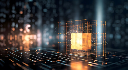 Data storage center. Quantum computing, database, cloud computing concept.