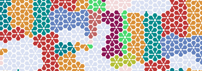 Geometry minimalistic artwork poster with simple shape and figure. Abstract vector pattern design in hexagonal style for web banner, business presentation.