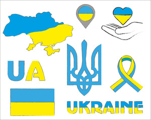 Ukrainian symbols. The heart is the flag of Ukraine. Country Ukraine.