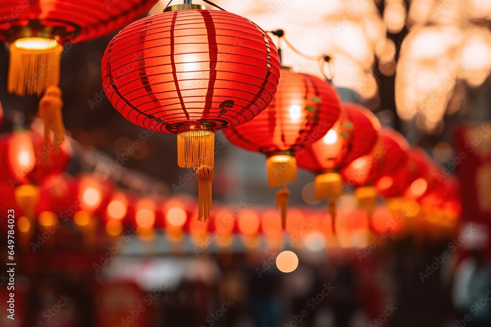 Poster Chinese lanterns during new year festival