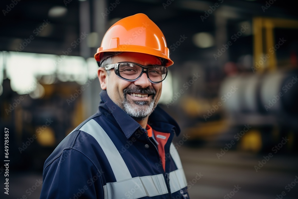 Poster an automobile plant engineer in a working uniform