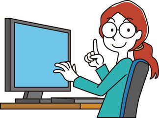 パソコンで作業する女性