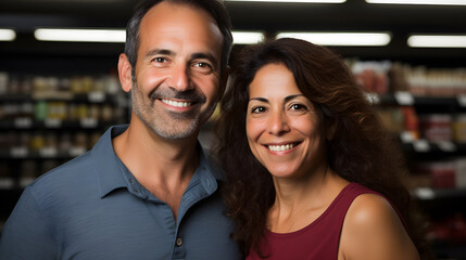 pareja de jovenes latinos sonrientes de apariencia casual con luz brillante tipo closeup 