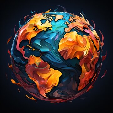 Abstract globe made of paint swirls