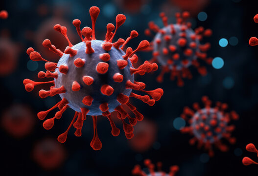 A viral virus is shown in black and red stock photographs, in the style of 32k uhd, vignetting
