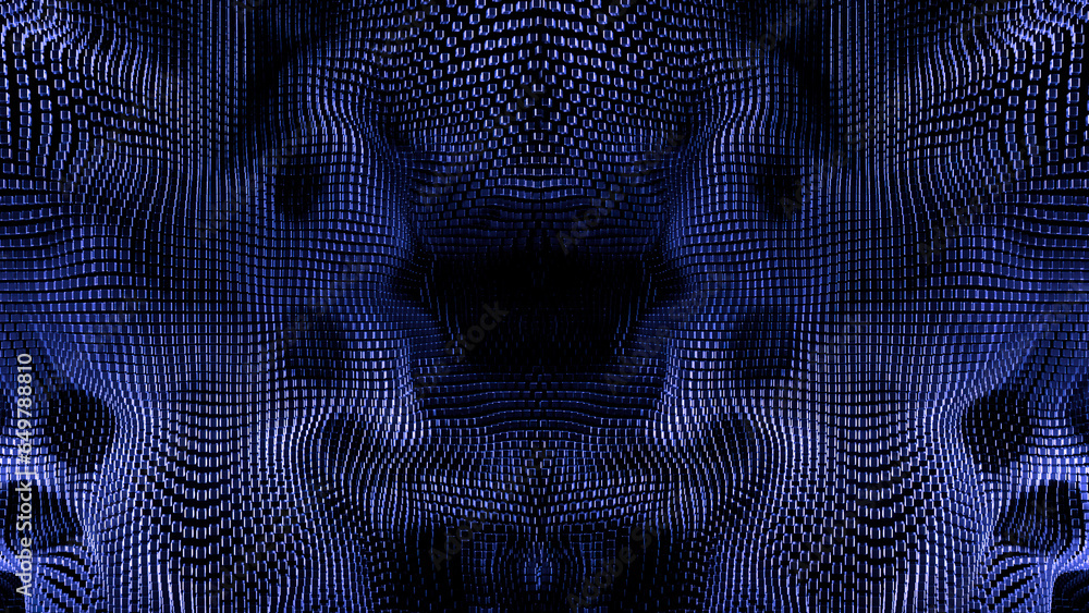 Poster futuristic moving particle wavy background. design. dotted pattern with random ripples.