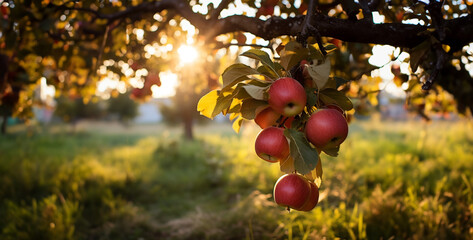 autumn archipelago landscape with apple trees with red hd wallpaper  - obrazy, fototapety, plakaty