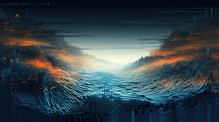 abstract pixelated data rivers illustration design digital, water pixel, logo icon abstract pixelated data rivers