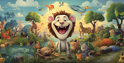 happy zoo book cover for kids hd wallpaper