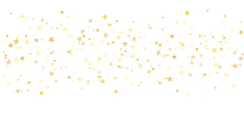 Gold stars vector background, sparkling Christmas confetti falling isolated on white. Magic shining flying golden stars glitter backdrop, sparkle border