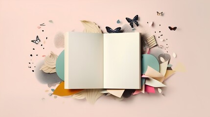 A conceptual image showcasing the art of journaling, featuring a notebook with open blank pages ready for writing. The image provides ample copy space for customization and personalization.