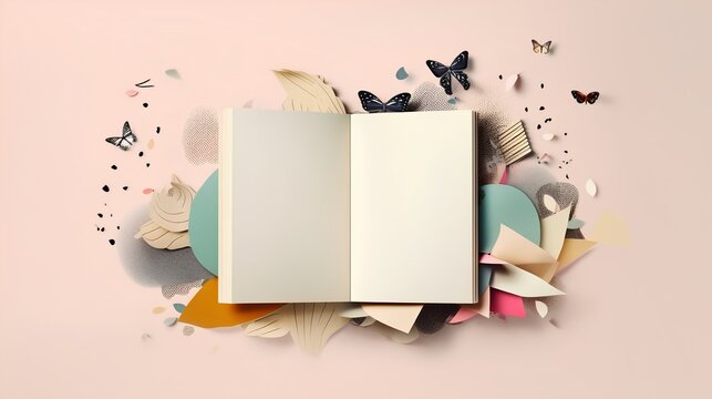 A conceptual image showcasing the art of journaling, featuring a notebook with open blank pages ready for writing. The image provides ample copy space for customization and personalization.