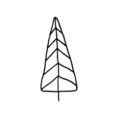 Hand-drawn doodle Christmas tree illustration. Charming vector element for holiday greeting cards, posters, stickers, and seasonal design.