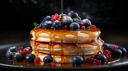 drizzle of maple syrup on a sta, generative ai.