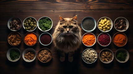 photo of a cat sitting in front of a variety, generative ai