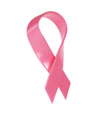 3d pink ribbon in the breast cancer awareness month. illustration symbol