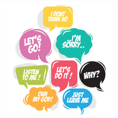 Speech bubble collection for comic. Isolated text balloon vector illustration.	