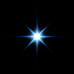 Template isolated star of Bethlehem with eight rays on black background 