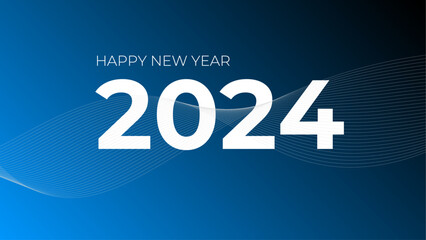 Happy New Year 2024 design with a colorful background in 4K. Premium vector background for banners, posters, calendars, and more.