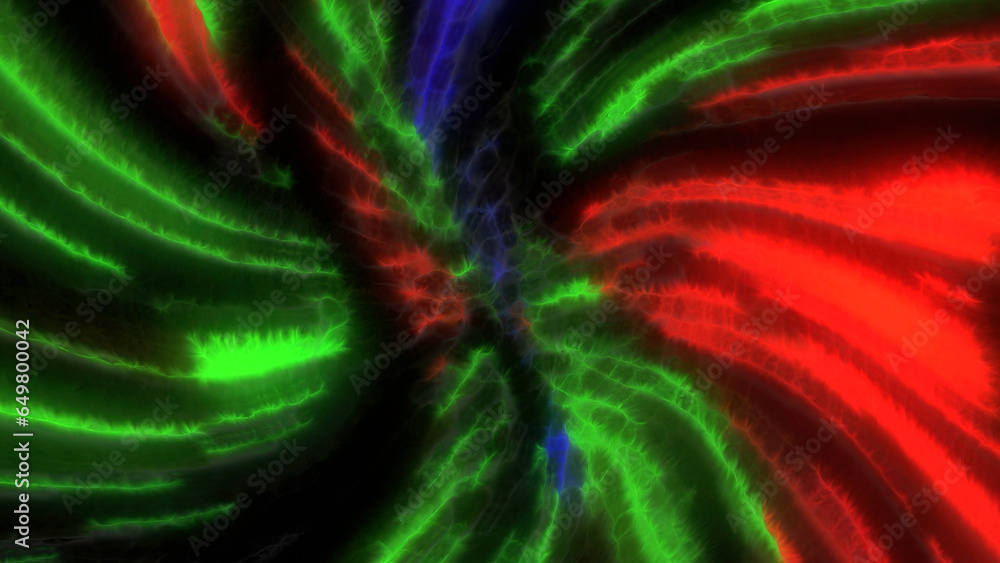 Poster energetic light tunnel through time and space. motion. curving and transforming shapes.