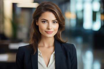 Generative AI picture portrait of amazing gorgeous office worker young woman