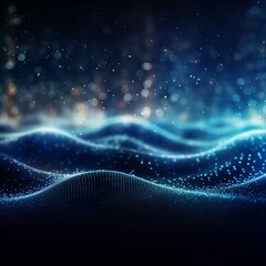 Technology digital wave background concept.Beautiful motion waving dots texture with glowing defocused particles. Cyber or technology background