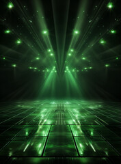 Ai Generated Backdrop With Illumination Of Green Spotlights For Flyers realistic image ultra hd high design
