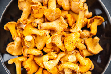 chanterelle fresh mushrooms delicious chanterelles mushroom food snack on the table copy space food background rustic top view 