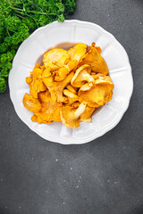 chanterelle fresh mushrooms delicious chanterelles mushroom food snack on the table copy space food background rustic top view 