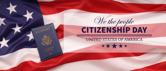 American Citizenship day. National holiday of America. USA flag. 3d illustration