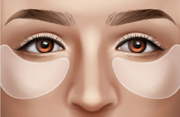 Vector Realistic Illustration of Face Facial Skin Care SPA Mask Eye Patches