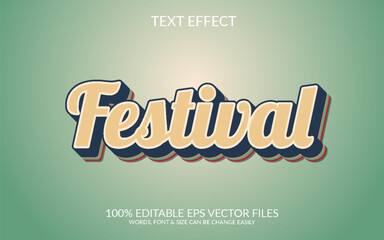 Festival 3D vector eps text effect template design