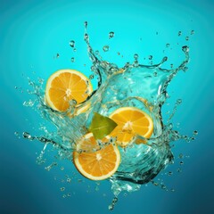 lemon in water isolated on white