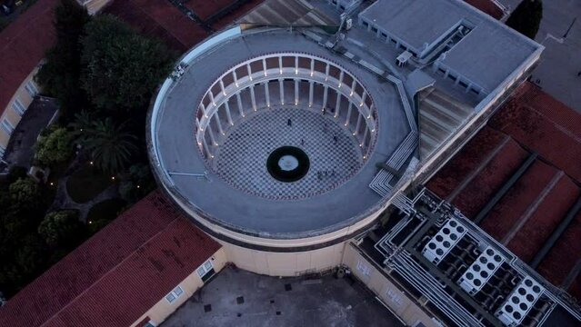 4k Aerial Zappeion Hall Neoclassical Megaron Athens Greece Blue hour
