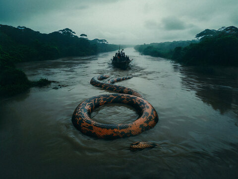 Legendary giant snake in the Amazon River