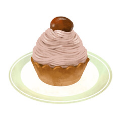 ケーキのイラスト　モンブラン