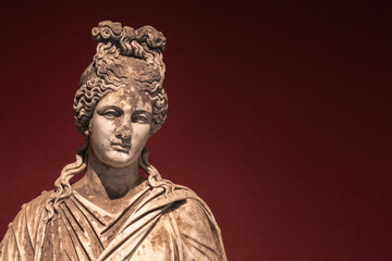 Woman statue, Roman period. Copy space