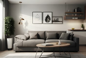 modern living room with sofa. Generative AI

