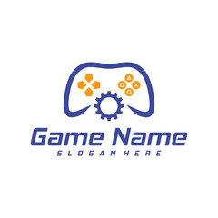 Gear Game logo template vector. Joystick design Icon. Stylized joystick buttons. Creative design