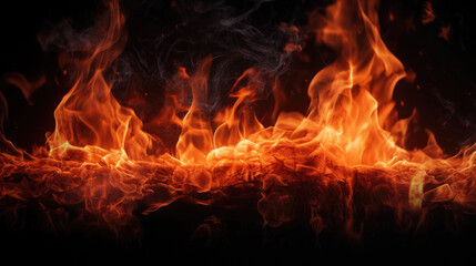 Fototapeta na wymiar Fire Flames on black background award winning, Background, Illustrations, HD