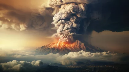 Foto auf Alu-Dibond plume volcanic ash cloud illustration explosion landscape, nature eyjafjallajokull, glacier explosive plume volcanic ash cloud 54 © sevector