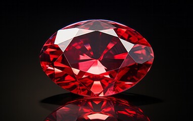 A large ruby on a black background