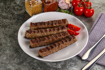Grilled beef kebab minced meat