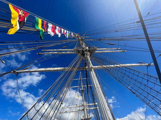 Fototapeta premium Ships mast with flags
