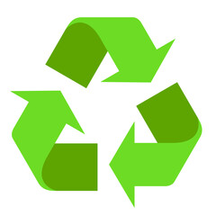 Recycle icon with green circular arrows.